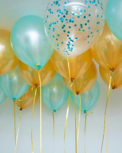 Blue and gold balloons